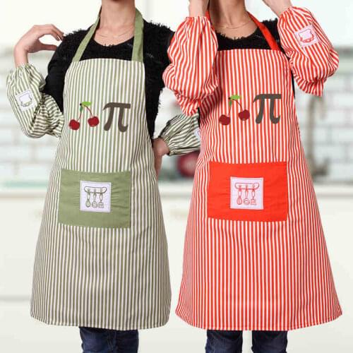 Classic Striped Apron Kitchen Clothing Oil-proof Overalls Couple Home Creative Cooking Apron Print Logo