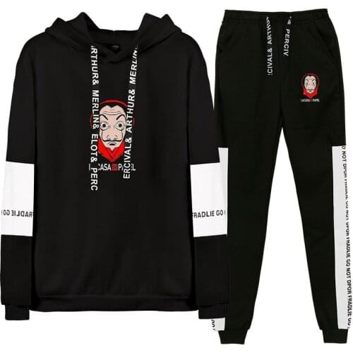 Money Heist House of Paper Tracksuit Men Set La Casa De Papel Print Two Piece Set Top and Pants Sweat Suit Male Sporting Suits