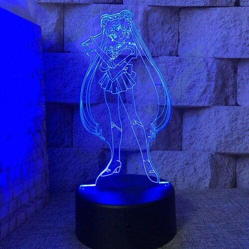 Beautiful Girl Warrior Anime Room Decor Led 3D Lamps Indoor Decoration For Home Usb Table Light