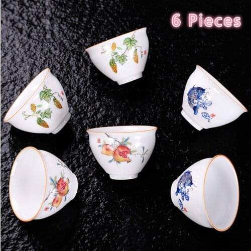 Creative Ceramic Samll Teacup White Porcelain Tasting Tea Cup Chinese Teaset 75ml Tea Bowl