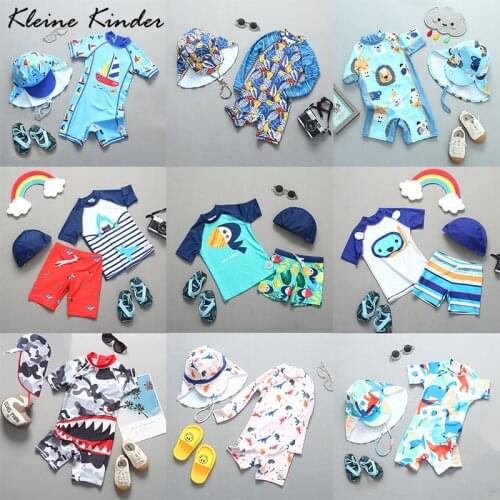 Baby Swimwear 2021 New Childrens Swimsuit UV Protection Boys Bathing Suit Shark Dinosaur Print Summer Beachwear Kids Boys