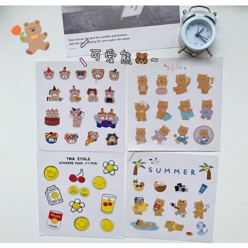 Ins Cartoon Bear Expression Cute Stickers Sealing Paster Mobile Phone Laptop Stationery Diy Kawaii Creative Decorative Sticker