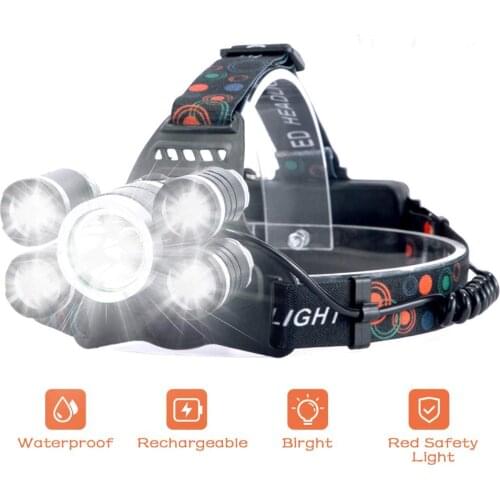 LED Headlamp 4 Modes Adjustable Zoomable Focusig Head Torch Ultra Bright 5 Head Light For Camping Fishing Cycling