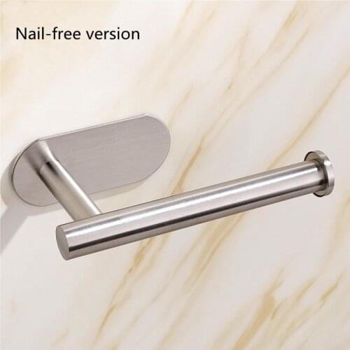 304 Stainless Steel Perforated Free Paper Towel Holder Bathroom Wall-mounted Roll Holder Toilet Perforated Toilet Paper Holder