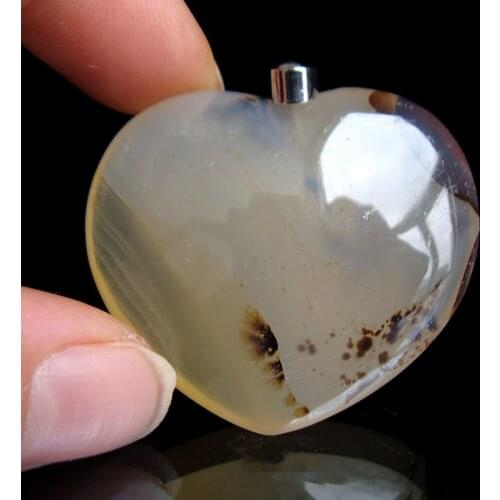 Real Natural Dendritic Moss Agates Polished Heart Crystal Slice Brazil Healing Reiki Stone Mineral Pendant Necklace SS999