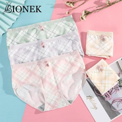 BIONEK 1 Pcs Women Cotton Underwear Breathable Lingerie Plant Dyeing Skin-Friendly Seamless Briefs Cute Girl Panties Mid Waist