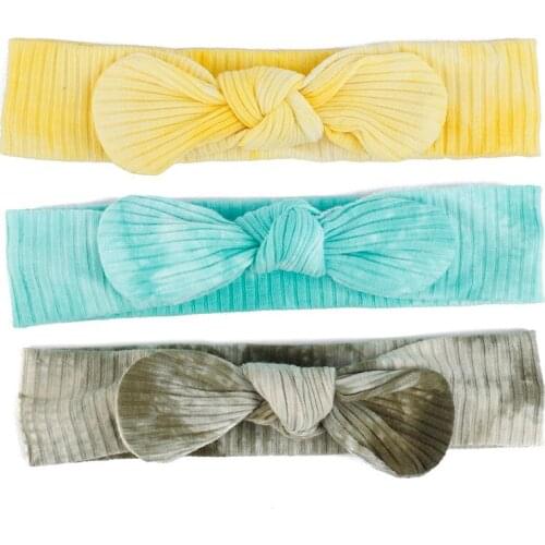 New Colorful Newborn Ribbed Headband Toddler Tie Dye Ribbon Baby Bandana Kids Elastic Bow Knot Hair Band For Girls Headdress