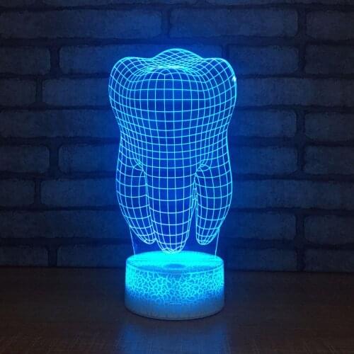 New Tooth 3d Lamp Led Energy Saving Colorful Table Moderne Desk Lamp Creative Gift Visual Stereo Usb Small Table Lamp