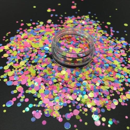 New Colorful Round Mixed Chunky Glitters Sequins Shining Flakes For Nails Cosmetic Art Face Fairy Body Decor 1 Pound /Bag