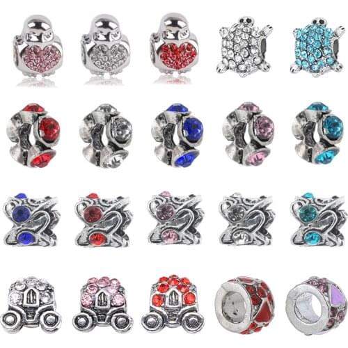 2Pcs/Lot New Arrival Fashion Jewelry Gift Making DIY Crystal Anmial Charms Beads Fits Brand Bracelets For Women Kids