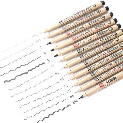 Pigma Micron Sakura Graphic Design Marker Pen Finliner 005 01 02 03 04 05 08 Pen Brush Fine Point Mapping Art Markers