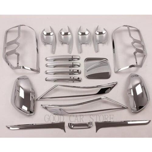 FIT FOR Mitsubishi triton L200 2019 2020 CHROME ABS cover front tail lamp Handle cover bowl cover rear trunk lid accessories