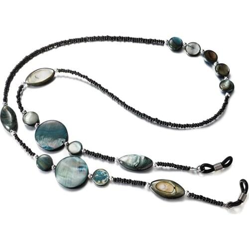 Polished abalone seashell imitaion acrylic eyeglass beaded chain reading glass lanyard sunglass retainer spectacle holder
