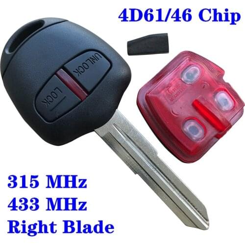For Lancer Outlander Colt Mirage Remote key 2 Button MIT11R Blade 315 433mhz With LCK46 4D61 Chip Fit For Mitsubishi Car Key