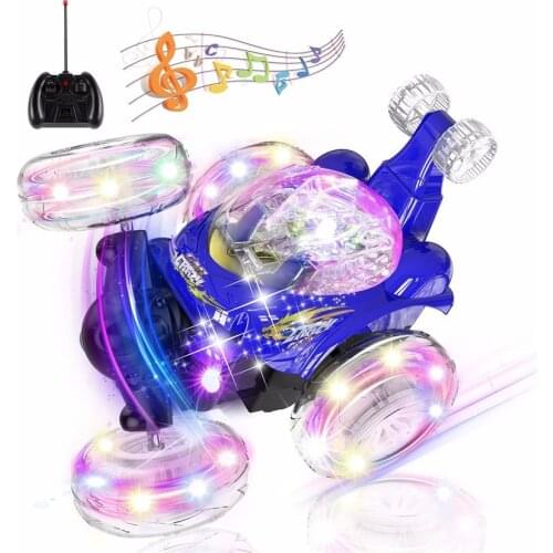 RC Stunt Car High Speed Tumbling Vehicle 360 Degree Rotating Dual Mode Climbing Car with LED Light Music Remote Control Car Toys