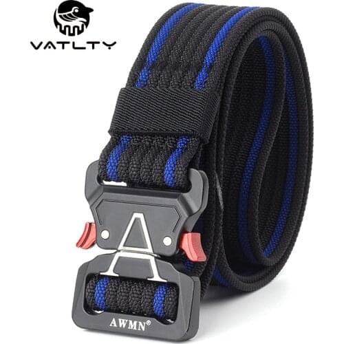 VATLTY Retro Mens Tactical Belt Anti-Rust Alloy Quick Release Buckle Strong Real Nylon Outdoor Work Sports Belt 1200D Army Belt