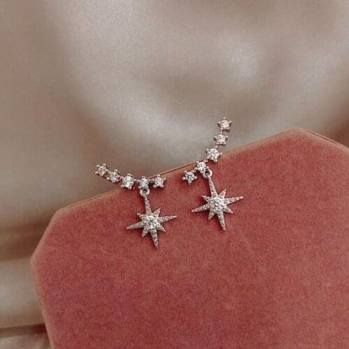 Full Crystal shining star stud Earrings simple style Popular trendy womens girls delicate elegant fashion jewelry stud Earrings