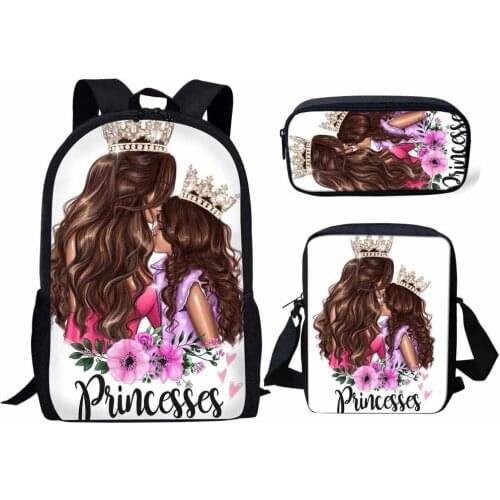 Queen Princess Super Mom&Baby Printing School Bags for Girls 3pcs/set Primary School Bag Children School Backpack