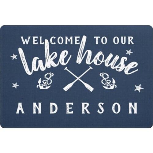 Modern Lake House Paddles Anchors Custom Navy White Rubber Doormat Custom Welcome Door Mat for Living Room Outdoor Rug Carpet