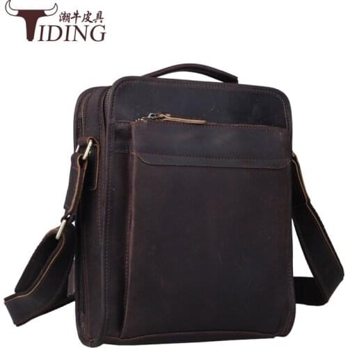 2017 fashion men messenger bag men crazy horse leather shoulder bag designer famous brand business vintage crossbody bag for men