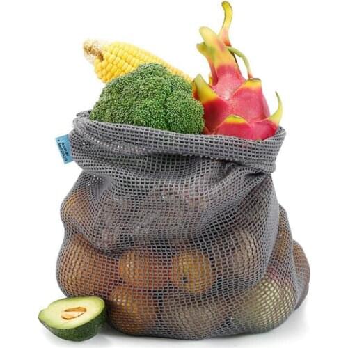 Women Grey Shopping Bags Eco Reusable Foldable Tote Shopper Bags Fruit Foods Vegetables Storage Grocery Bag Pouch Keep Fresh