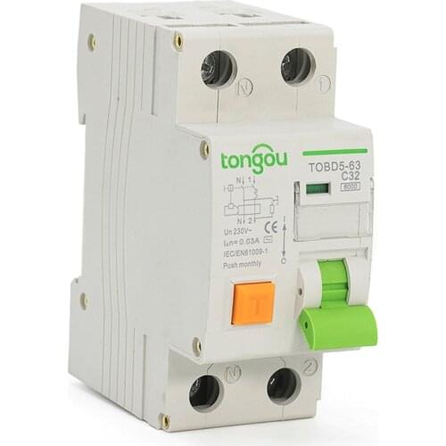 Type AC RCBO 32A 30mA 6KA 36mm Electromechanical Type Residual Current Circuit Breaker With Over Current and Leakage Protection