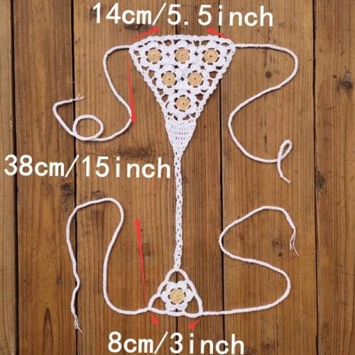 Crochet Mini Bikini Set G Thong String Beach Micro Swimwear Cotton Bikini Set