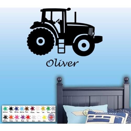 YOYOYU 40 colors Art Vinyl wall sticker Tractor Custom Name Removeable Wall decal Bedroom wall Decor for kids Art Poster ZX103