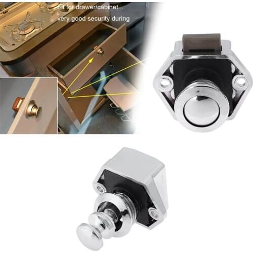 Drawer Latch Button Locks for Furniture Hardware Camper Car Push Lock Latch Knob RV Caravan Boat Motor Home Cabinet Lock Tool 4