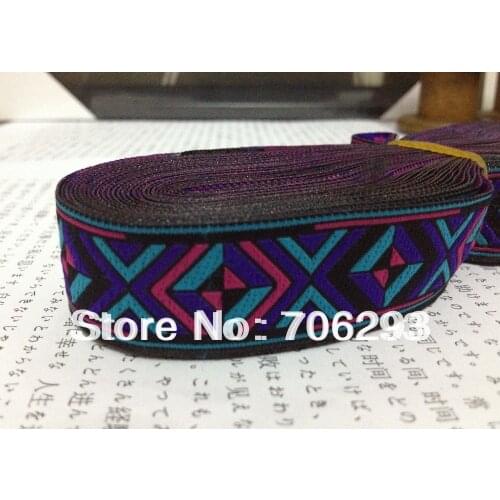 ZERZEEMOOY wholesale 3/4'' (20mmx10yards) Polyester Woven Jacquard Ribbon purple+blue+pink lace