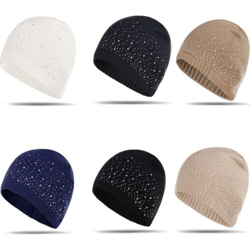 Women Soft Knitting Skullies Beanies Riding Hat Running Skiing Winter Autumn Beanie Hats Female Fashion Glitter Knitted Caps
