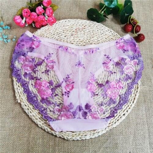Women Sexy Panties Flower Lace Briefs Female Erotic Thongs G-string Sexy Crotchless Lingerie Transparent Underwear