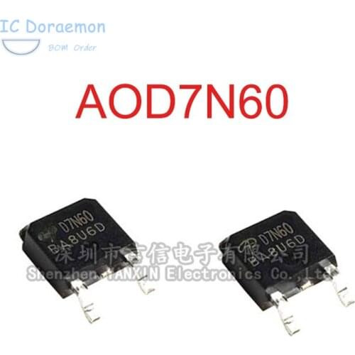 10PCS AOD7N60 D7N60 7A 600V TO-252 MOS FET Transistor IC New