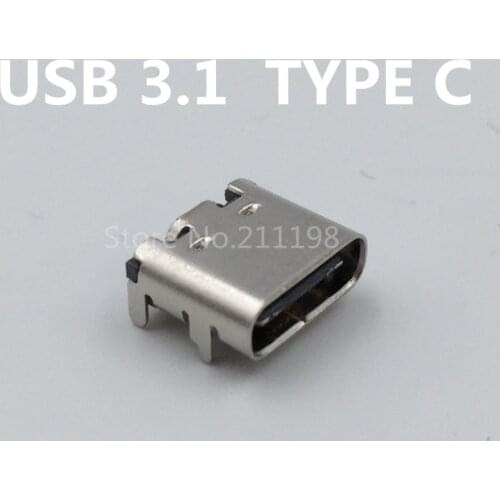 10Pcs/Lot Micro Usb Jack 3.1 Type-C 16Pin Female Connector For Mobile Phone Charging Port Charging Socket Tow Feet Plug