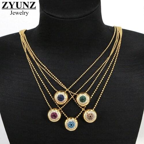 10PCS, Cute Gold Mini CZ Pave Round Pendant Necklaces For Women Crystal Zirconia Choker Collar Trendy 2021 NEW Jewelry Gift