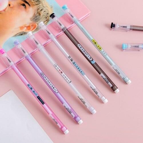 12 PCs Transparent Rod Gel pens Learning writing tools Popular Language Gel Pen Black Student Stationery Gel Pen Wholesale