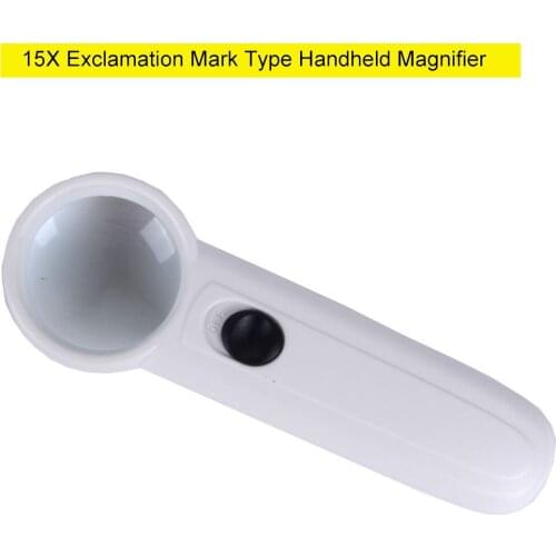 15X 37mm Lens Magnifying Glass Double LED Exclamation Mark Plastic Handheld Magnifier Jewelry Magnifiers