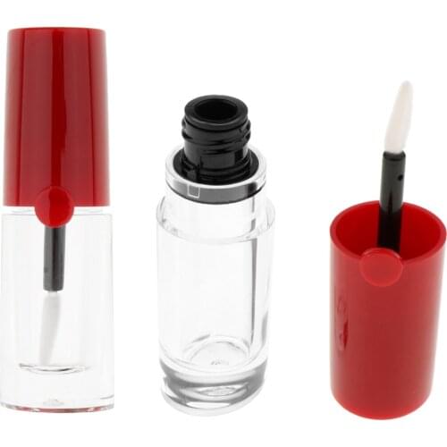 2 Pieces × 5ML Clear Mini Lip Gloss Tubes Empty Lip Balm Containers With Red Lids for Lipstick Samples Storage
