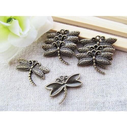200pcs Antique Silver tone/Antique Bronze Filigree Dragonfly Pendant Charm/Finding,Bracelet Charm,Necklace DIY Accessory Jewelry