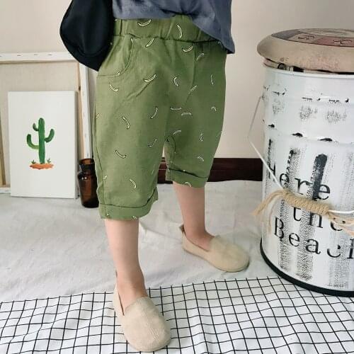 2018 New Summer Boy Korean Printed Banana Capris Pants Kids Casual Shorts Baby Children Casual Fruit Pants Kids Trousers Clothes