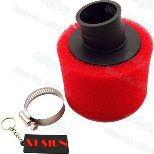 35mm Sponge Air Filter Angled Neck Dual Stage Foam Cleaner Red & Black for 50cc-110cc Pit Dirt Bike ATV Quad Go Kart Buggy Moped