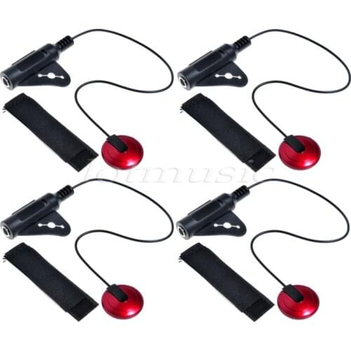 4Pcs Upgrade Piezo Contact Microphone MIC Pickup 1/4' Jack with Cable MIC Pickup plug in amp For Guitar Violin Banjo Ukulele