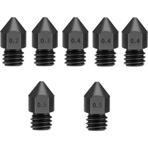 7PCS MK8 M6 Nozzles Printer Extruder for 1.75mm MK8 Creality CR-10 Ender 3 Ender 5 3D Printers Mixed Size Nozzles Set