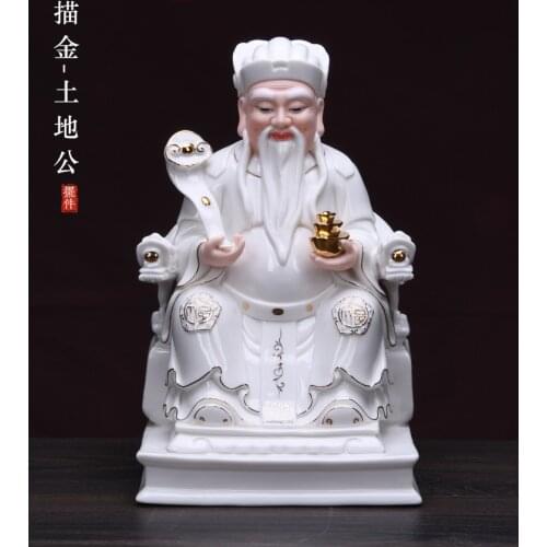 Asia HOME alter Temple High grade Porcelain God of wealth TU DI GONG Buddha statue shop bring money GOOD luck CAI SHEN statue