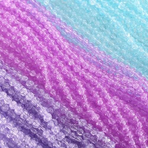 White Snow Cracked Crystal Beads 8mm Multicolor Round Loose Quartz Glass Beads for Jewelry Making DIY Bracelet 15inch