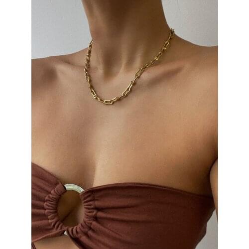 Timeless Wonder Fancy Geo Chains Choker Necklace Women Titanium Jewelry Kpop Designer Ins Gift Gothic Trendy Egirl Emo Rare 5527