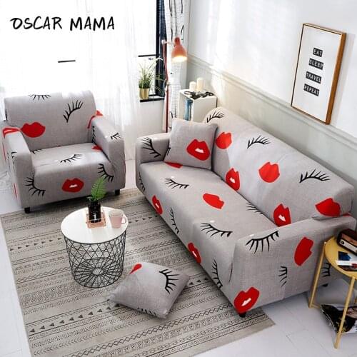 Love Story Romantic Lovely Red Lip Grey Sofa Lining Slipcover Armchair 1 2 3 Seater Couch Corner Elastic L Shape Case Protector