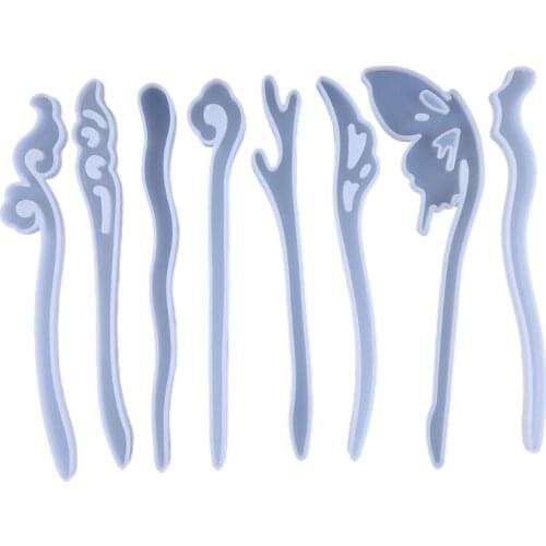 Women Headdress DIY Epoxy Resin Mold Set Silicone Hairpin Mould Girls Hair Jewelry Making Molds J0PC