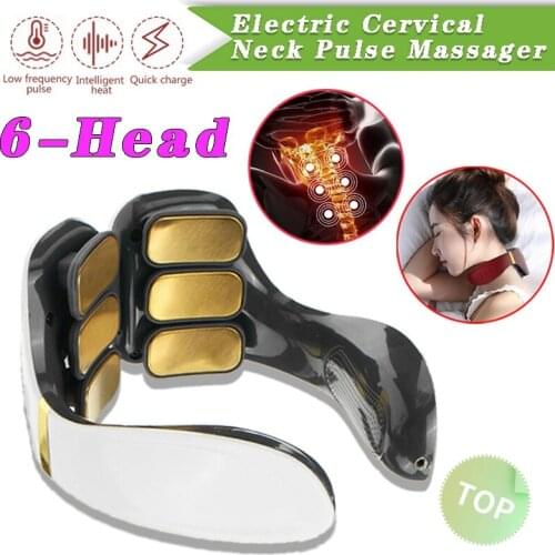Electric Cervical Neck Pulse Massager 6-Head Body Shoulder Muscle Pain Relief Relaxation Machine Health Care