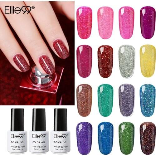 Elite99 7ml Shining Neon Gel Polish Soak Off Top Base Coat UV LED Glitter Gel Lacquer Nail Art Vernis Semi Permanent Nail Polish